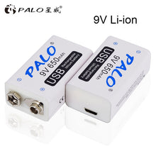 Load image into Gallery viewer, 9V 6F22 650mAh li-ion Rechargeable battery Micro USB Batteries 9 v lithium for Multimeter Microphone Toy Remote Control KTV use