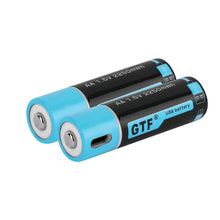 Load image into Gallery viewer, GTF 100% capacity 1.5V 1500mAh AA li-ion Battery 2550mwh li-polymer with USB rechargeable lithium usb battery + USB cable