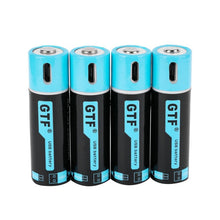 Load image into Gallery viewer, GTF 100% capacity 1.5V 1500mAh AA li-ion Battery 2550mwh li-polymer with USB rechargeable lithium usb battery + USB cable