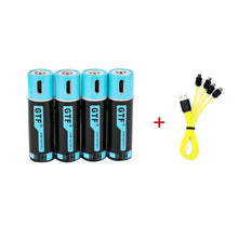 Load image into Gallery viewer, GTF 100% capacity 1.5V 1500mAh AA li-ion Battery 2550mwh li-polymer with USB rechargeable lithium usb battery + USB cable