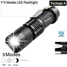 Load image into Gallery viewer, 8000LM Mini L2 LED Flashlight Q5 T6 LED Torch Adjustable Focus Zoom Flash Light Lamp use 14500 and 18650 battery Give gift z35