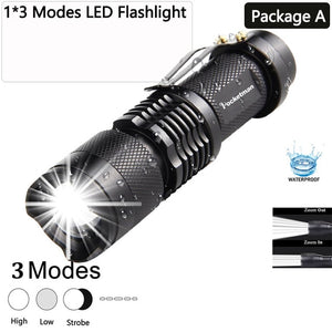 8000LM Mini L2 LED Flashlight Q5 T6 LED Torch Adjustable Focus Zoom Flash Light Lamp use 14500 and 18650 battery Give gift z35