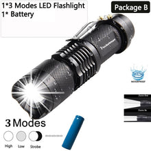 Load image into Gallery viewer, 8000LM Mini L2 LED Flashlight Q5 T6 LED Torch Adjustable Focus Zoom Flash Light Lamp use 14500 and 18650 battery Give gift z35