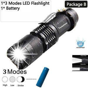 8000LM Mini L2 LED Flashlight Q5 T6 LED Torch Adjustable Focus Zoom Flash Light Lamp use 14500 and 18650 battery Give gift z35