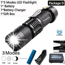 Load image into Gallery viewer, 8000LM Mini L2 LED Flashlight Q5 T6 LED Torch Adjustable Focus Zoom Flash Light Lamp use 14500 and 18650 battery Give gift z35