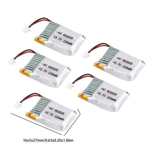 3.7V 220mAh Rechargeable Battery Drone Lipo Battery RC Lithium Battery Lion Battery for Mini Pocket Drone RC Drone Set
