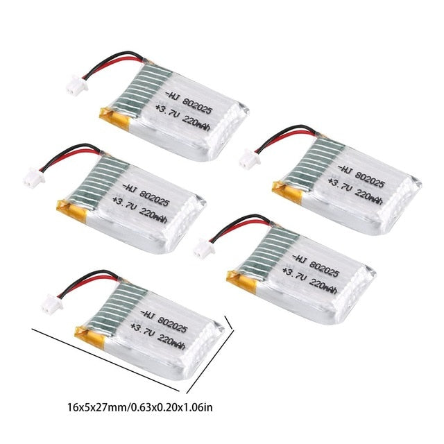 3.7V 220mAh Rechargeable Battery Drone Lipo Battery RC Lithium Battery Lion Battery for Mini Pocket Drone RC Drone Set