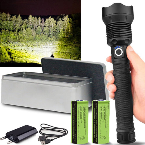 90000 lumens XHP90 LED Flashlight powerful Lamp usb Zoom Tactical torch 18650 or 26650 Rechargeable battery high power Lantern