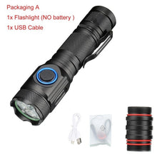 Load image into Gallery viewer, 80000LM powerful mini tactical led flashlight usb cree XML-R2 led torch waterproof 16340 or 18650 battery USB  rechargeable