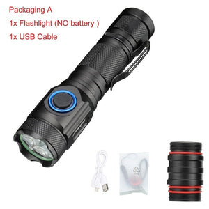 80000LM powerful mini tactical led flashlight usb cree XML-R2 led torch waterproof 16340 or 18650 battery USB  rechargeable