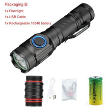 Load image into Gallery viewer, 80000LM powerful mini tactical led flashlight usb cree XML-R2 led torch waterproof 16340 or 18650 battery USB  rechargeable