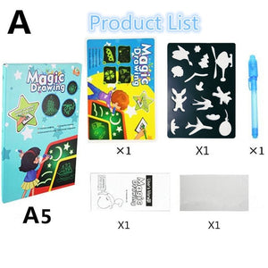 1PC A4 A3 LED Luminous Drawing Board Graffiti Doodle Drawing Tablet Magic Draw With Light-Fun Fluorescent Pen Educational Toy