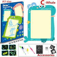 Load image into Gallery viewer, 1PC A4 A3 LED Luminous Drawing Board Graffiti Doodle Drawing Tablet Magic Draw With Light-Fun Fluorescent Pen Educational Toy