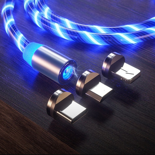 Magnetic Flowing Light LED Micro USB Cable For Samsung Type-c Charging Charge 8pin for iphone 1M Magnet Charger Type C Cables