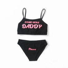Load image into Gallery viewer, Newest Arrival Women Sexy  Sets COME HERE DADDY Letter Print Vest Tops+Underpants Cropped Feminino Pajamas Set New Style