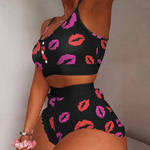 Load image into Gallery viewer, Women&#39;s 2 Pieces Kawaii Strawberry Print Frill Hem Cami Pajama Set 2021 Femme Cute Crop Top &amp; Shorts Suits Lady Sleepwear Y2k