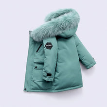 Load image into Gallery viewer, Real Fur White Duck Down 2021 Winter Children Midi Length Down Jacket New Warm Kids Boys Thicken Coat Hooded Baby Snowsuit #6643