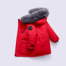Load image into Gallery viewer, Real Fur White Duck Down 2021 Winter Children Midi Length Down Jacket New Warm Kids Boys Thicken Coat Hooded Baby Snowsuit #6643