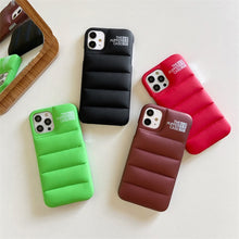 Load image into Gallery viewer, Fashion Brand Down Jacket Phone Case For iPhone 13 12 11 Pro Max X XS XR 7 8 Plus SE 2020 The Puffer Case Soft Silicone Cover