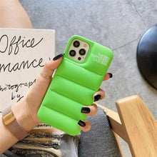 Load image into Gallery viewer, Fashion Brand Down Jacket Phone Case For iPhone 13 12 11 Pro Max X XS XR 7 8 Plus SE 2020 The Puffer Case Soft Silicone Cover