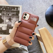 Load image into Gallery viewer, Fashion Brand Down Jacket Phone Case For iPhone 13 12 11 Pro Max X XS XR 7 8 Plus SE 2020 The Puffer Case Soft Silicone Cover
