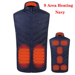 WJJDFC New 9pcs Heated Vest Men Women Usb Heated Jacket Heating Vest Thermal Clothing Hunting Vest Winter Heating Jacket Black