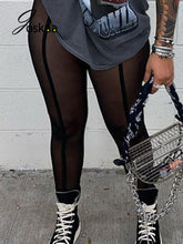 Load image into Gallery viewer, Joskaa Sexy See-through Black High Waist Long Trousers Casual Sweatpants Women Autumn 2021 Elastic Pencil Pants Mesh Leggings