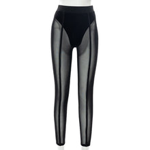 Load image into Gallery viewer, Joskaa Sexy See-through Black High Waist Long Trousers Casual Sweatpants Women Autumn 2021 Elastic Pencil Pants Mesh Leggings