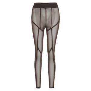 Joskaa Sexy See-through Black High Waist Long Trousers Casual Sweatpants Women Autumn 2021 Elastic Pencil Pants Mesh Leggings