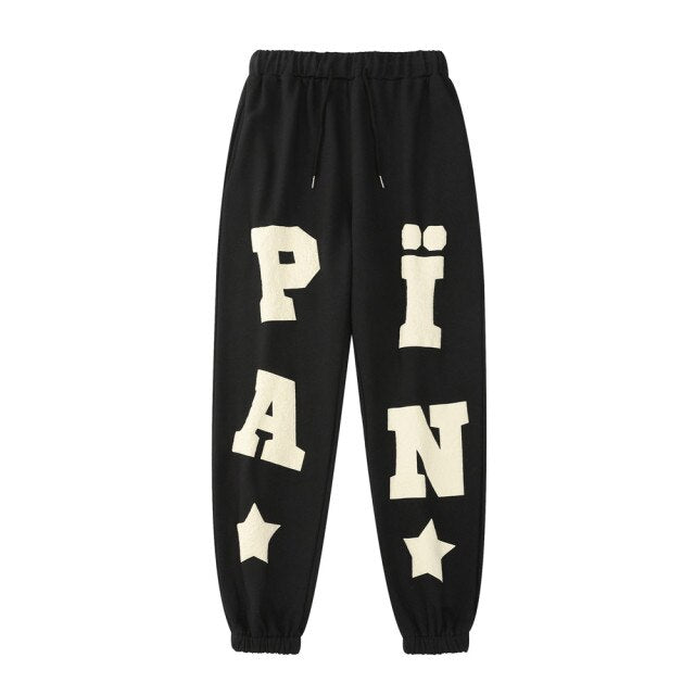 Letter Print Sweatpants Mens Streetwear Jogger Pants Loose Elastic Waist Casual Sports Trousers Men