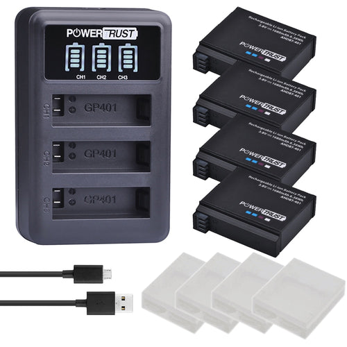 4Pcs 1680mAh AHDBT-401 Battery for Gopro Hero 4 Battery AHDBT401 AHDBT 401 + LED 3-Port USB Charger For GoPro Hero4 HERO4 Camera
